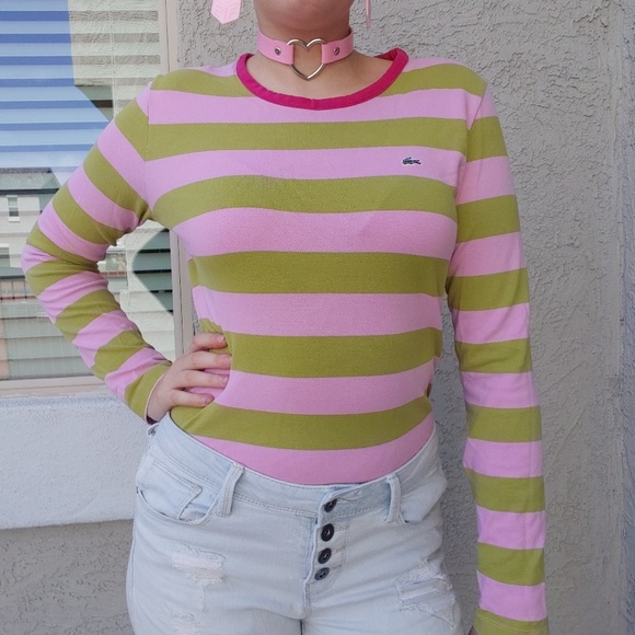 Lacoste Tops - Lacoste pink and green sweater Lacoste Tops - Lacoste pink and green sweater
